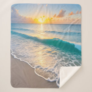 Beach Sunset Sherpa Deken