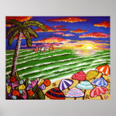Beach Sunset Siesta Key Folk Art Poster (Voorkant)