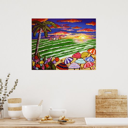 Beach Sunset Siesta Key Folk Art Poster (Keuken)