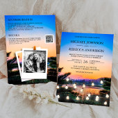 Beach Sunset String Lights Foto QR Code Weddenscha Kaart