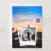 Beach Sunset String Lights Foto QR Code Weddenscha Kaart (Achterkant)