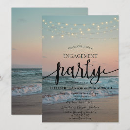 Beach Sunset, String Lights Script Verloving Kaart