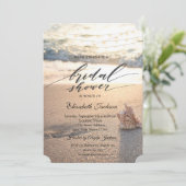 Beach Sunset String Lights Seashell Vrijgezellenfe Kaart (Staand voorkant)