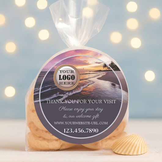 Beach Sunset Thank You Ronde Sticker