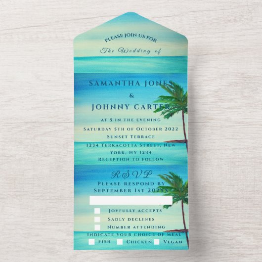 Beach Sunset Tropical Destination Hawaii Summer A All In One Uitnodiging (Binnen)