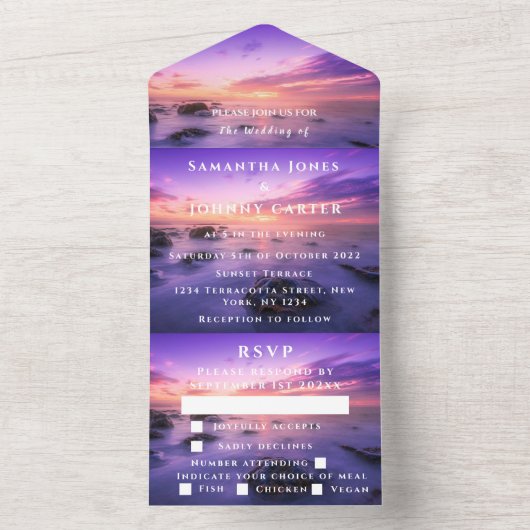 Beach Sunset Tropical Destination Hawaii Summer All In One Uitnodiging (Binnen)