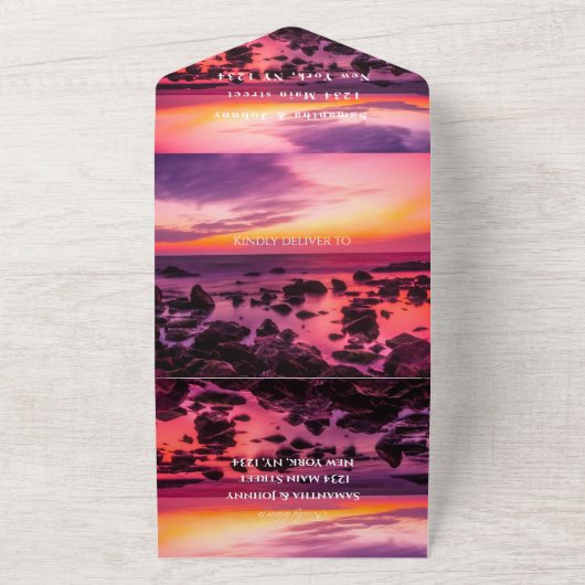 Beach Sunset Tropical Destination Hawaii Summer All In One Uitnodiging (Buitenkant)