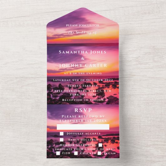 Beach Sunset Tropical Destination Hawaii Summer All In One Uitnodiging (Binnen)