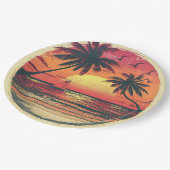  Beach Sunset Tropical Hawaiian Party Papieren Bordje (Gekanteld)