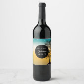 Beach Sunset Tropical Palm Tree Wine Label Wijn Etiket (Voorkant)