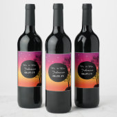 Beach Sunset Tropical Palm Tree Wine Label Wijn Etiket (Flessen)