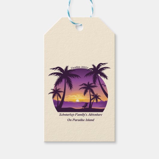  Beach Sunset Vacation lounger peach paars Cadeaulabel (Voorkant)