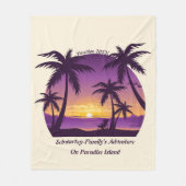  Beach Sunset Vacation lounger peach paars Fleece Deken (Voorkant)