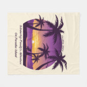  Beach Sunset Vacation lounger peach paars Fleece Deken (Voorkant (Horizontaal))