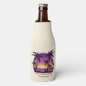 Beach Sunset Vacation lounger peach paars Flesjeskoeler (Fles Voorkant)