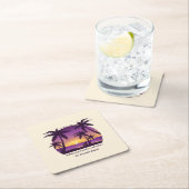  Beach Sunset Vacation lounger peach paars Kartonnen Onderzetters (Insitu)