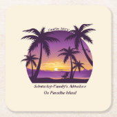  Beach Sunset Vacation lounger peach paars Kartonnen Onderzetters (Voorkant)