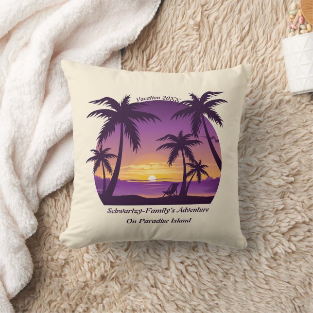 Beach Sunset Vacation lounger peach paars Kussen (Deken)