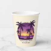  Beach Sunset Vacation lounger peach paars Papieren Bekers (Achterkant)