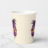  Beach Sunset Vacation lounger peach paars Papieren Bekers (Links)