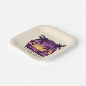 Beach Sunset Vacation lounger peach paars Papieren Bordje (Gebogen)