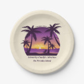  Beach Sunset Vacation lounger peach paars Papieren Bordje (Voorkant)