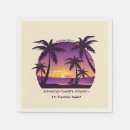 Beach Sunset Vacation lounger peach paars Servet