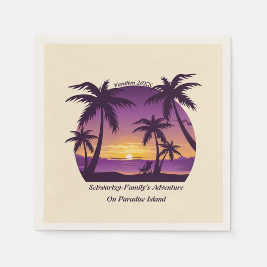  Beach Sunset Vacation lounger peach paars Servet (Voorkant)