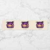  Beach Sunset Vacation lounger peach paars Waterfles Etiket (Enkel label)