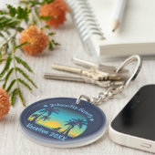 Beach Sunset Vacation Oranje-blauw lounger Sleutelhanger (Voorkant Rechts)