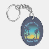 Beach Sunset Vacation Oranje-blauw lounger Sleutelhanger (Voorkant Links)