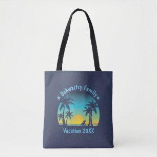 Beach Sunset Vacation Oranje-blauw lounger Tote Bag