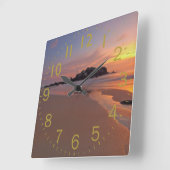 Beach Sunset Vierkante Klok (Hoek)