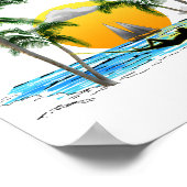 Beach Sunset Waikiki Hawaii Poster (Hoek)