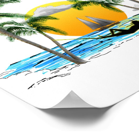 Beach Sunset Waikiki Hawaii Poster (Hoek)