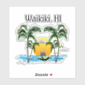 Beach Sunset Waikiki Hawaii Sticker (Vel)