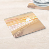 Beach Sunset Watercolor | Beautiful Yellow Kartonnen Onderzetters (Schuin)