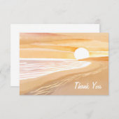 Beach Sunset Waterverf | Mooi geel Bedankkaart (Voorkant / Achterkant)