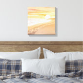 Beach Sunset Waterverf | Mooi geel Canvas Afdruk (Insitu (Slaapkamer))