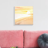 Beach Sunset Waterverf | Mooi geel Canvas Afdruk (Insitu (Woonkamer))
