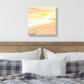 Beach Sunset Waterverf | Mooi geel Canvas Afdruk (Insitu (Slaapkamer))