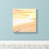 Beach Sunset Waterverf | Mooi geel Canvas Afdruk (Insitu (Houten vloer))