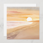 Beach Sunset Waterverf | Mooie gele Kaart (Voorkant / Achterkant)