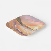 Beach Sunset Waterverf | Prachtig oceaanschilderij Papieren Bordje (Gebogen)