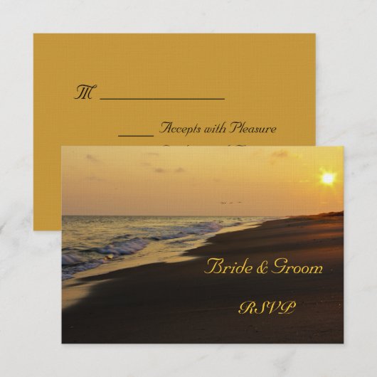 Beach Sunset Weddenschap RSVP-kaart RSVP Kaartje (Voorkant / Achterkant)