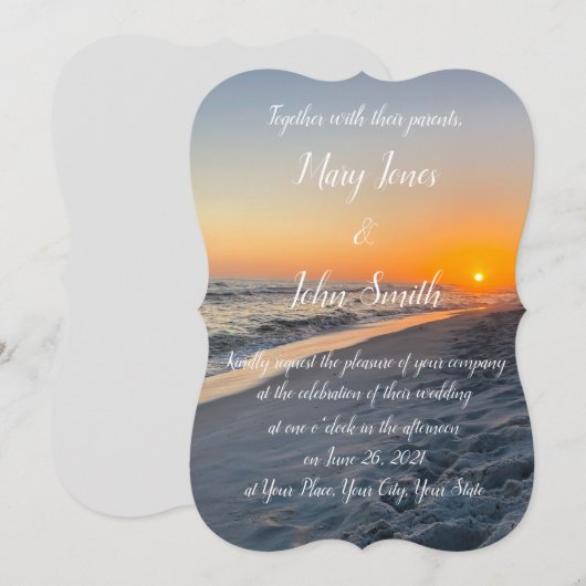 Beach Sunset  Weddenschap Save The Date (Voorkant / Achterkant)