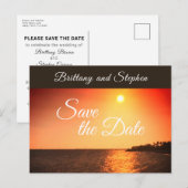 Beach Sunset Weddenschap Save the Date Aankondigingskaart (Voorkant / Achterkant)