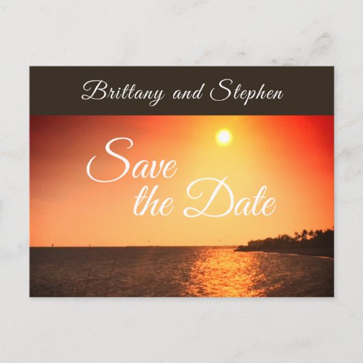 Beach Sunset Weddenschap Save the Date Aankondigingskaart (Voorkant)