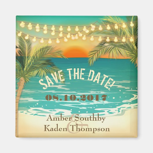 Beach Sunset Weddenschap Save the Date Magneet (Voorkant)