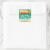 Beach Sunset Weddenschap Save the Date Vierkante Sticker (Tas)